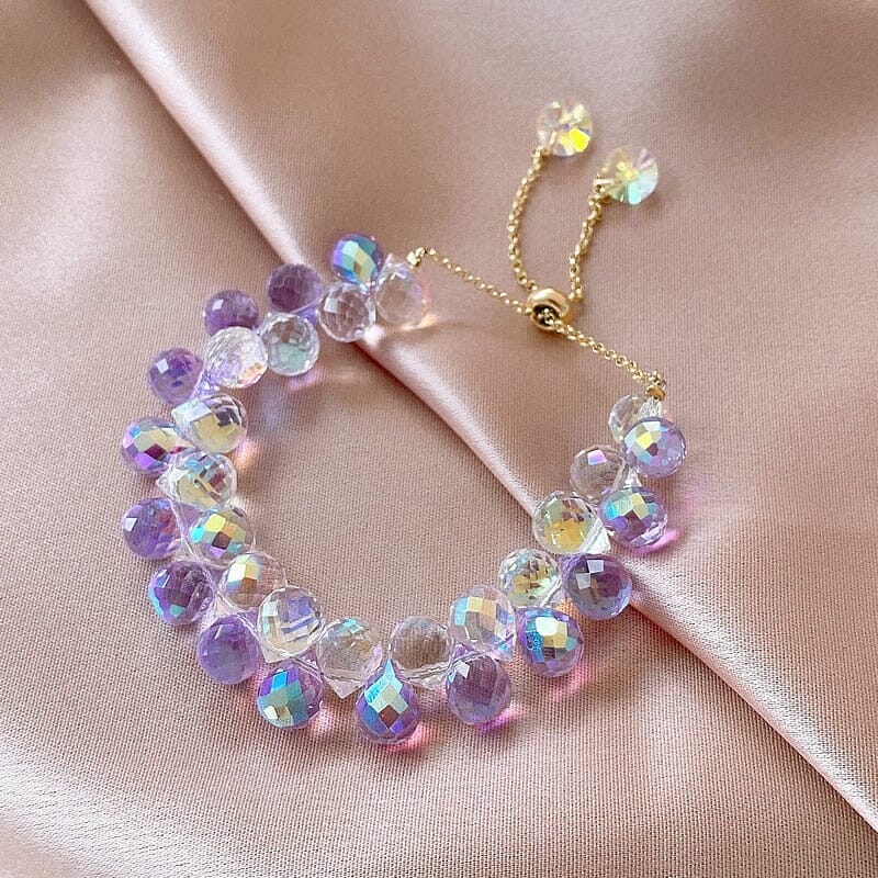 Summer New Braided Crystal Charm Adjustable BraceletBraceletPurple