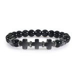8mm Natural Stone Bracelet Christian Jesus Cross Bracelets for Women Men Elastic Rope Beaded Bangles Yoga Rosary Jewelry GiftsBracelet