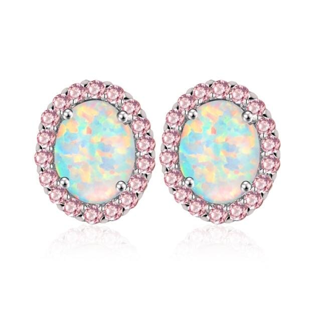 Exquisite Pink White Fire Opal Pink Topaz EarringsEarrings