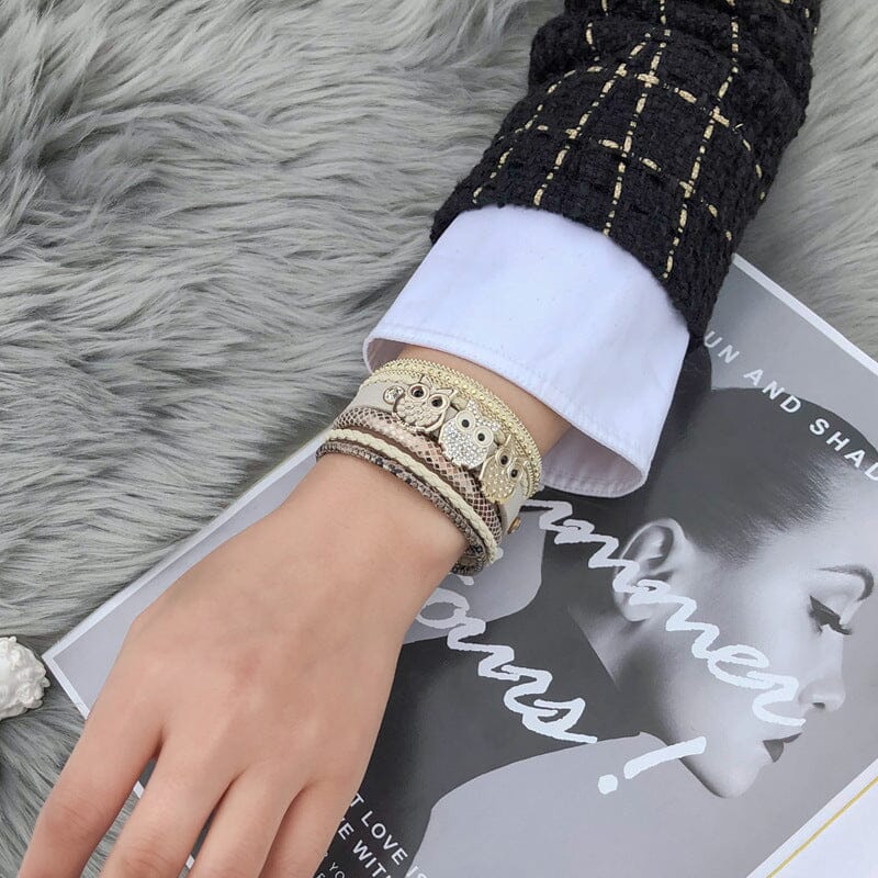 Rhinestone Owl Magnetic Buckle BraceletBracelet