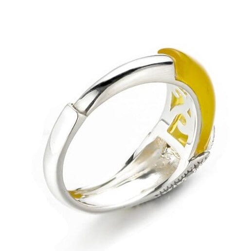 Amber Gemstone Authentic S925 Fine Jewelry Ring Sterling Silver - ResizeableRing