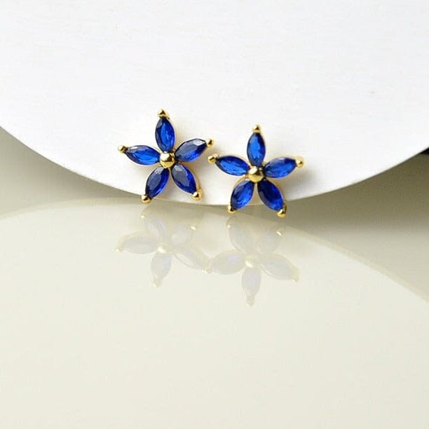 Exquisite Luxury Sapphire CZ Five-pointed Stud Earrings - 925 Sterling SilverEarrings