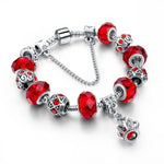 Crystal Beads Silver Charm BraceletBraceletRuby