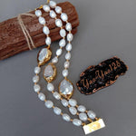 Rows Cultured White Baroque Freshwater Pearl Handmade BraceletBracelet