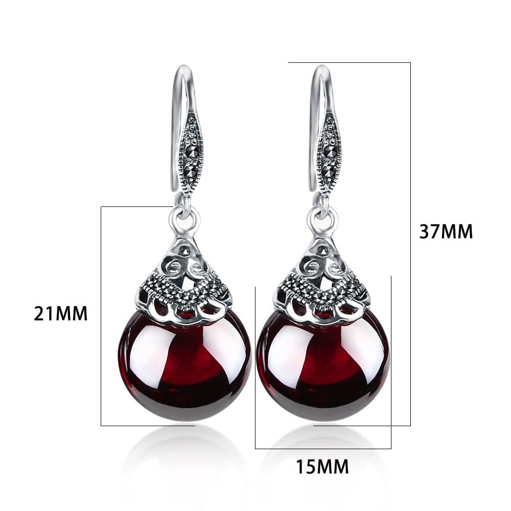 Lovely Retro Ruby Earrings - 925 Sterling SilverEarrings