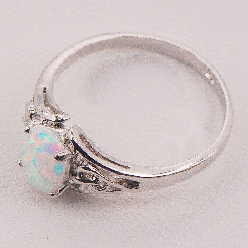 White Fire Australian Opal Silver RingRing
