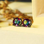 Rainbow Mystic Topaz Black Gold Stud EarringsEarrings