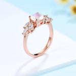 Glamorous Natural Moonstone White Topaz Rose Gold RingRing