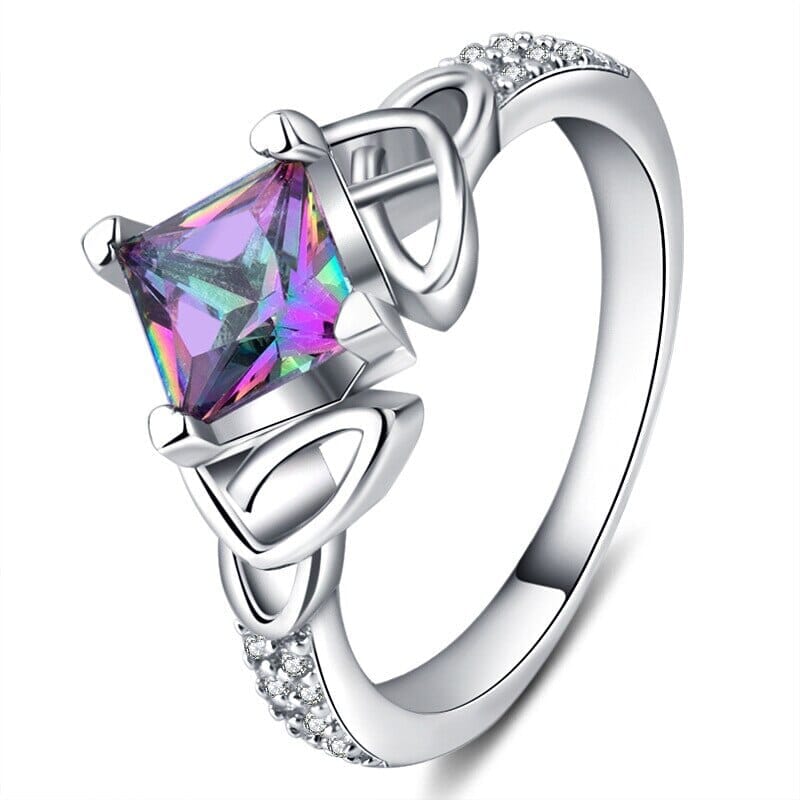 6*6 mm Square Rainbow Fire Mystic Topaz RingRing6Fire Mystic Topaz