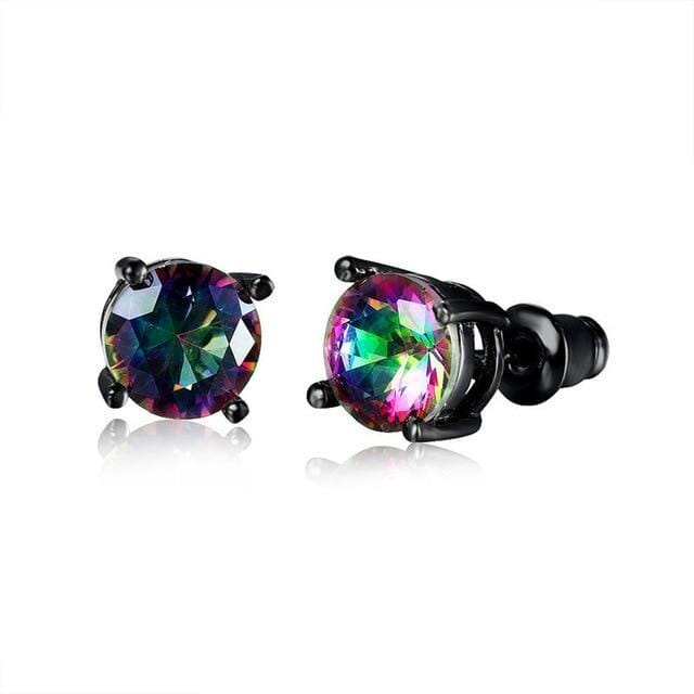 Rainbow Mystic Topaz Black Gold Stud EarringsEarrings