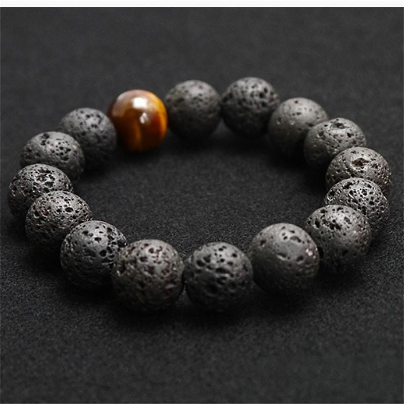 Black Volcanic Lava Stone Bracelet - For MenBracelet