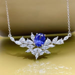 Leaf Sapphire Necklace - 925 Sterling SilverNecklace
