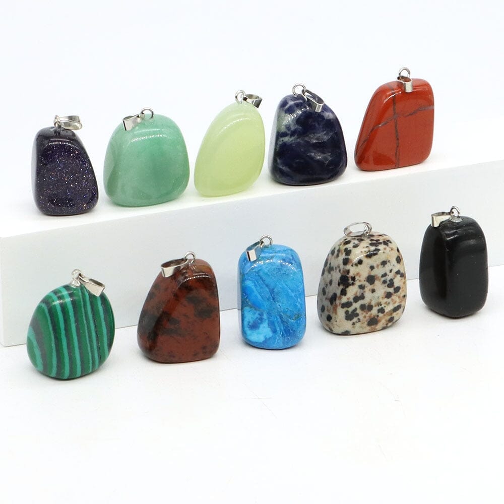 Aventurine and Other Stones Natural Crystal Irregular Tumbled Stone Reiki Rope NecklaceNecklace