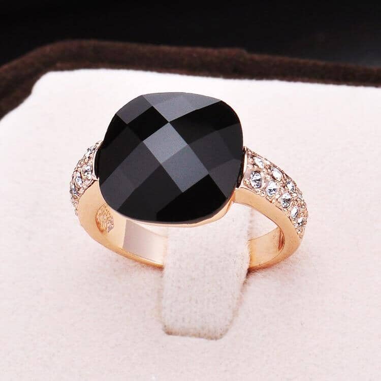 Black Onyx Rose Gold & Platinum Plated RingRing9Rose Gold