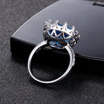 Blue Sapphire Crown Ring - 925 Sterling SilverRing