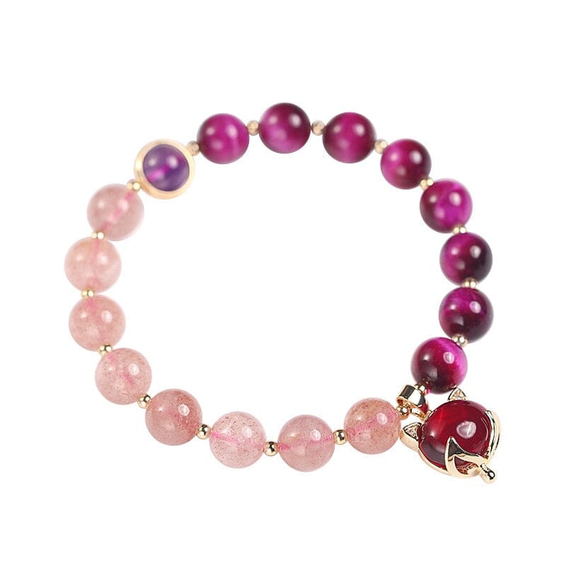 Natural Strawberry Crystal/Amethyst/Rose Red Tiger Eye Beads BraceletBracelet