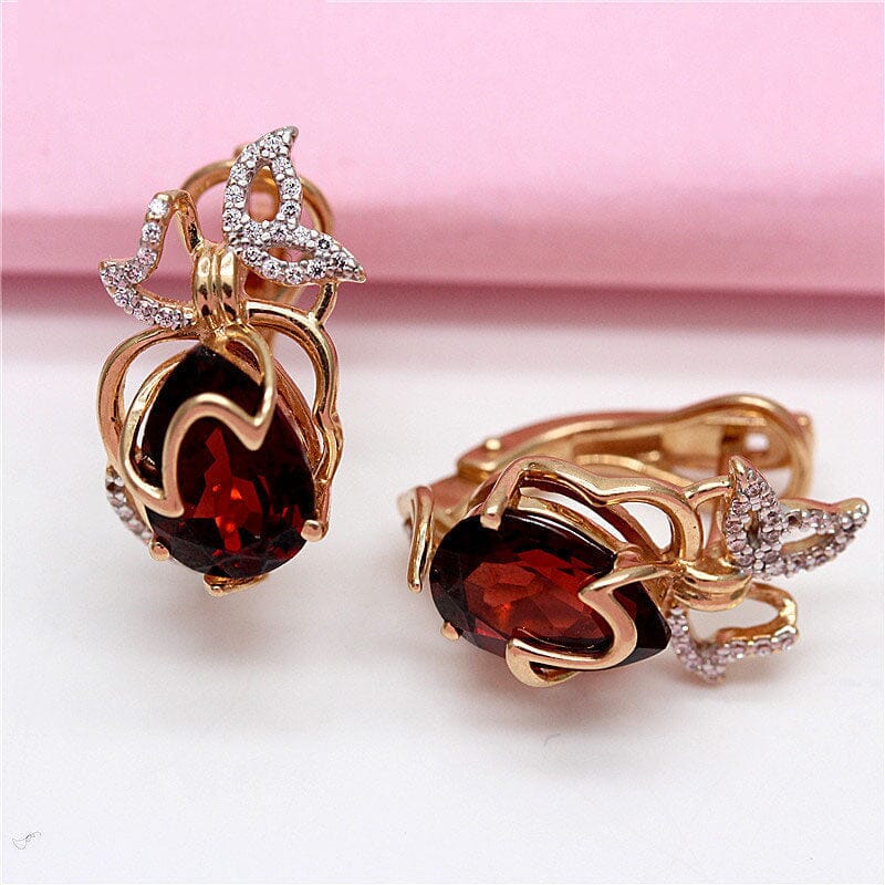 Fashion Crystal Butterfly Ruby EarringsEarrings