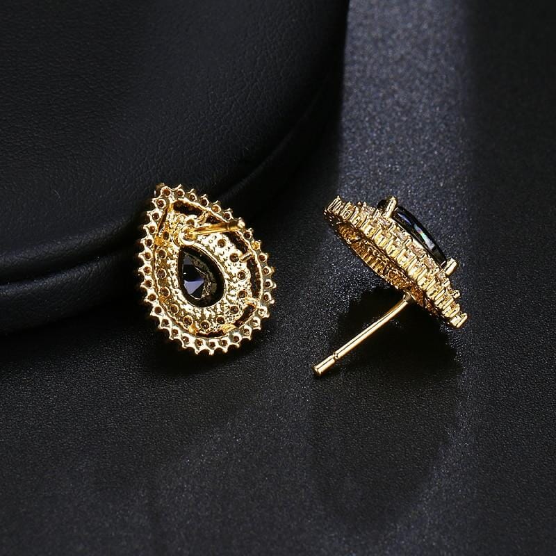 Astonishing Black Onyx Zircon Stud EarringsEarrings
