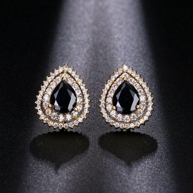 Astonishing Black Onyx Zircon Stud EarringsEarrings