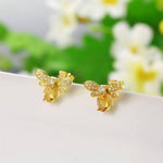 Citrine Bee Stud Earrings - 925 Sterling SilverEarrings