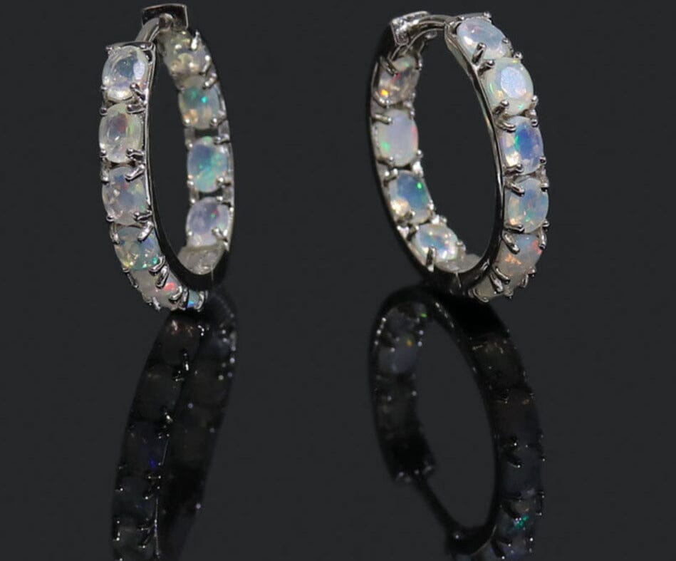 Numerous White Fire Opal Oval Earrings -Earrings