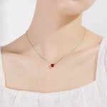 Little Heart Shape Ruby Necklace - 925 Sterling SilverNecklace