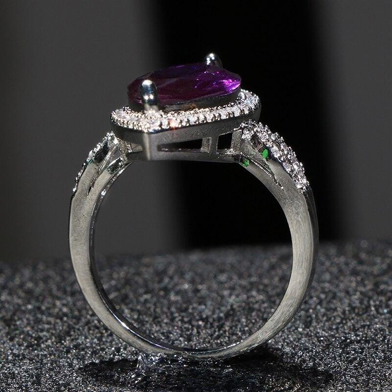 Glamorous Amethyst Zircon Ring - 925 Sterling SilverRing