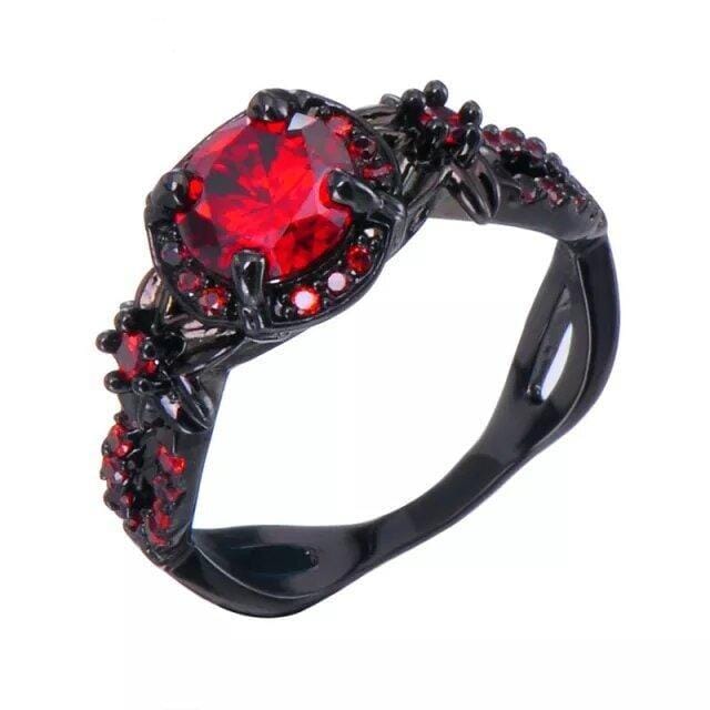 Flower Ruby Black Gold RingRing