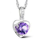 Amethyst Silver Heart PendantNecklace
