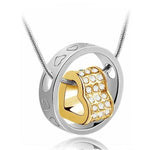 Rhinestone Love Heart Pendant NecklaceNecklaceGold Heart