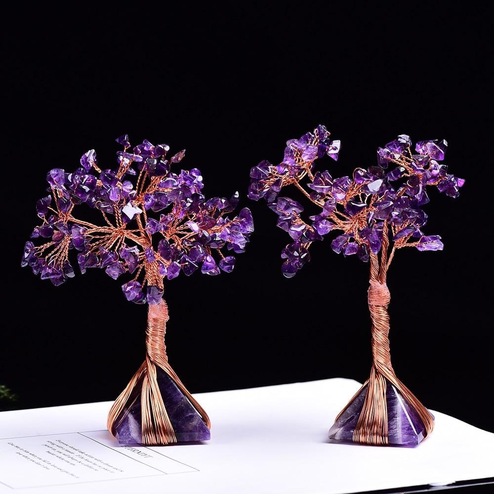 Natural Amethyst Pyramid Base Crystal TreeHome Decor