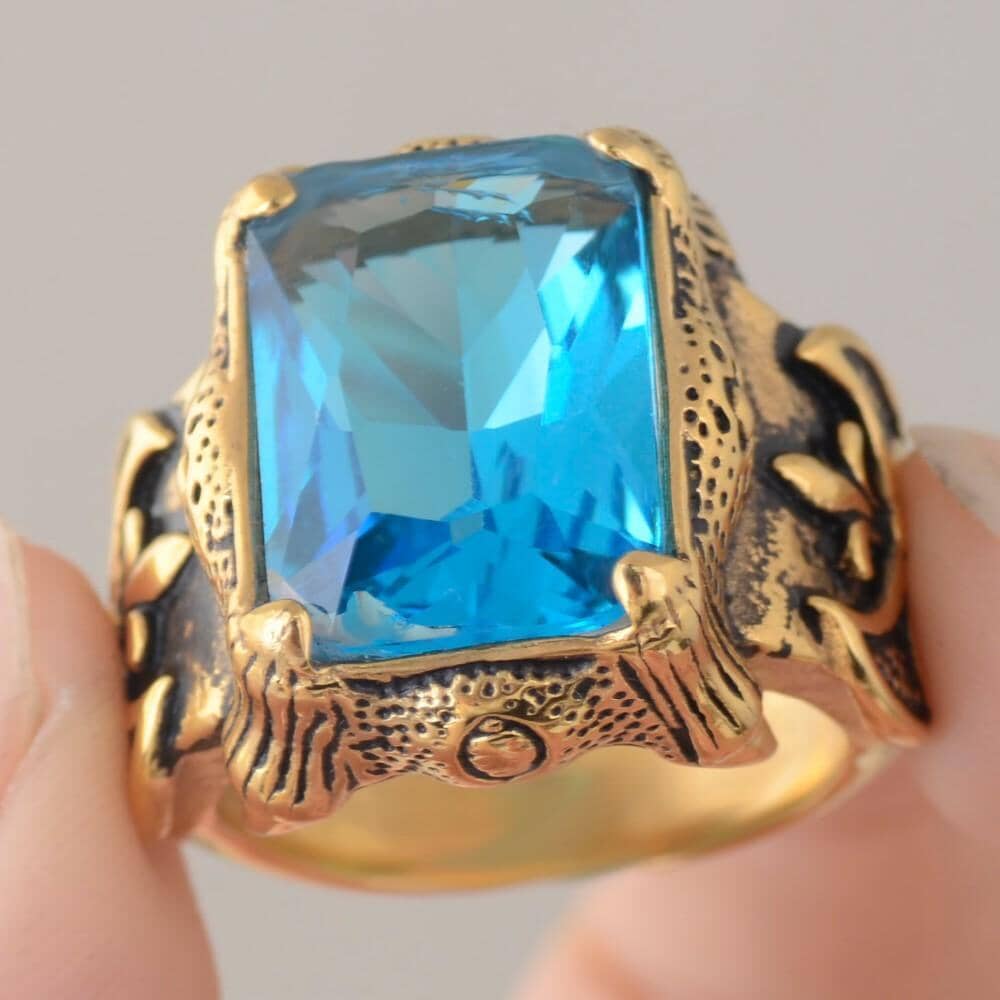 Aquamarine Gold Vintage Men RingRing