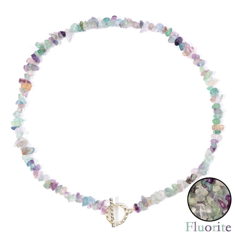 Boho Fashion Aventurine and other Stone Chips ChokerNecklace15 Fluorite