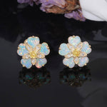 Cherry Blossom Fire Opal Stone Stud EarringsEarrings