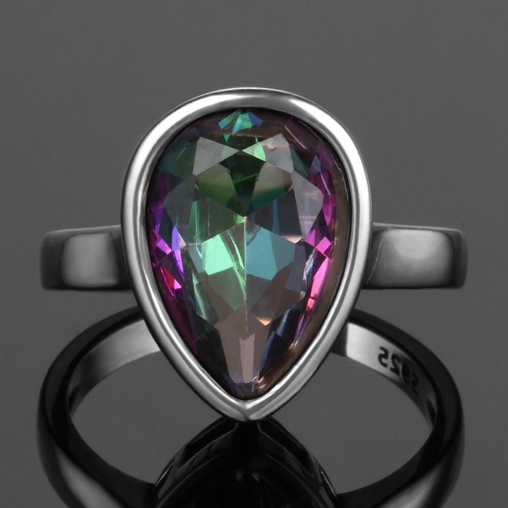 Water Drop Rainbow Mystic Topaz Ring - 925 Sterling SilverRing