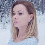 High-Quality Bohemian Citrine Blue Topaz Gemstone Clip Earrings - 925 Sterling SilverEarrings