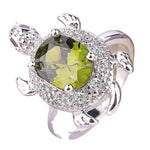 Lovely Cute Turtle Peridot RingRing