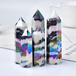 Natural Aura Stone Crystal Point Healing Obelisk Black and White Zebra Quartz WandWand