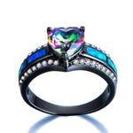 Mystic Topaz & Blue Fire Opal Heart RingRing6