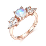 Glamorous Natural Moonstone White Topaz Rose Gold RingRing8