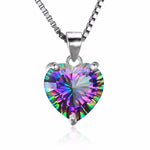 Rainbow Fire Mystic Topaz Heart Solid 925 Sterling Silver Pendant (Without Chain)Necklace