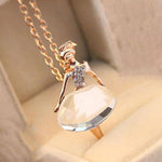 Ballerina Crystal Pendant Long Sweater Chain NecklaceNecklaceWhite