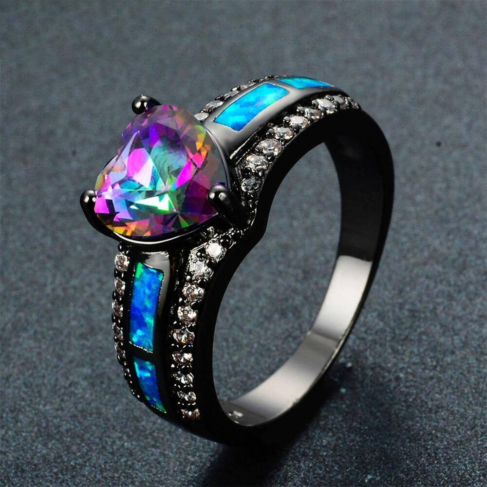 Mystic Topaz & Blue Fire Opal Heart RingRing