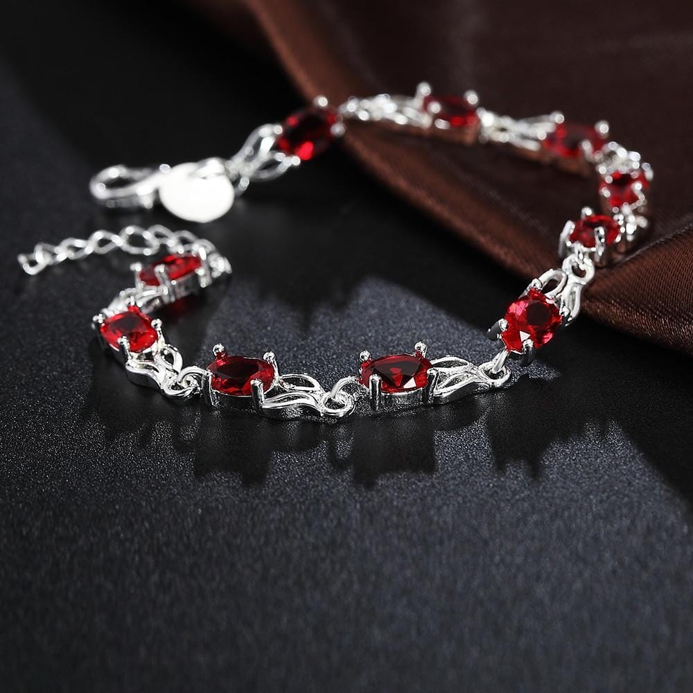 Ruby Link Bracelet - 925 Sterling SilverBracelet