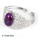 Coffee Onyx Labradorite Oval Gemstone Open BangleBraceletPurple Onyx