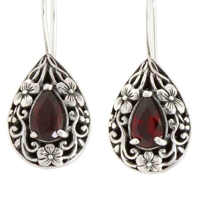 Retro Palace Royal Style Waterdrop Ruby Earrings - 925 Sterling SilverEarrings