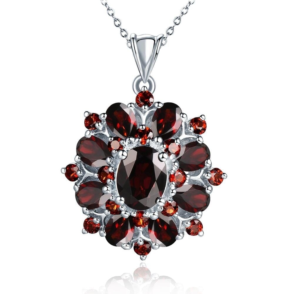 7.54ct Natural Black Garnet Pendant Necklace - 925 Sterling SilverNecklaces