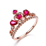 Classic Queen Crown Ruby Ring - 925 Sterling SilverRing
