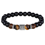 Matte Onyx Stone and Tiger Eye BraceletBraceletSteel color