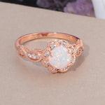 White Fire Opal Rose Gold RingRing